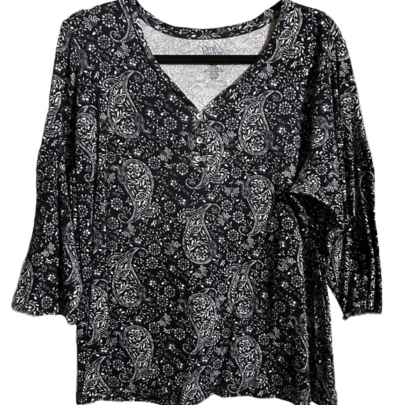 Women’s Croft and Barrow Black 3/4 Sleeve Top Size 1XL - Picture 1 of 2
